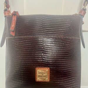 Dooney & Bourke Lizard-Embossed Dark Brown Crossbody Bag